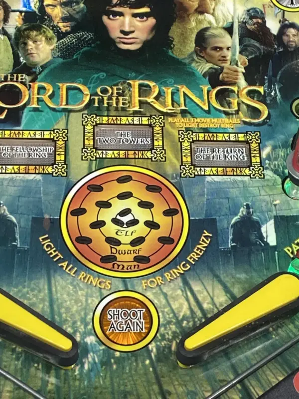 99% Perfect Original LOTR Pinball Machine With Topper - Image 11