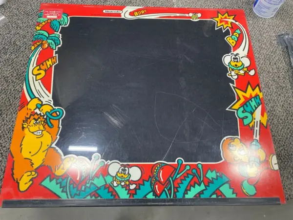 Used Original Donkey Kong 3 Arcade Bezel With Lower Bezel Bracket