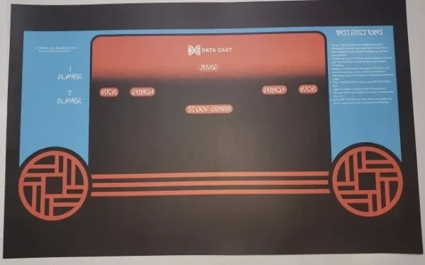 Kung Fu Master Arcade CPO Control Panel Overlay