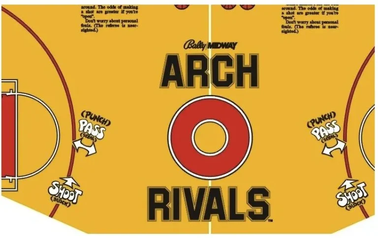 Arch Rivals Dedicated Arcade Game CPO-Control Panel Overlay