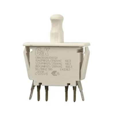 INTERLOCK PB C&K DS2D6CQ1, 10A PUSH-PULL .187 x .020 TERM.