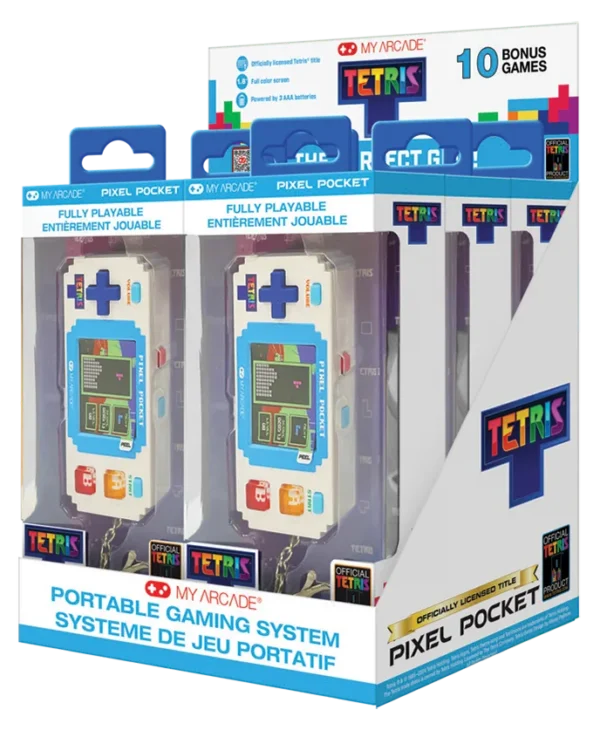 Pixel Pocket Tetris Hand Held Pocket Portable Gaming System With 10 Games