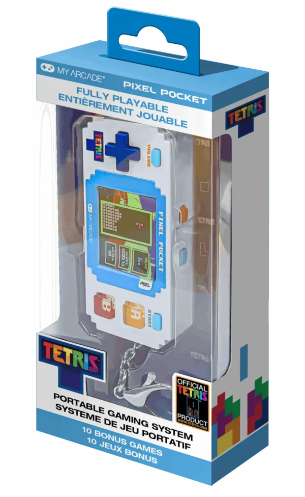 Pixel Pocket Tetris Hand Held Pocket Portable Gaming System With 10 Games